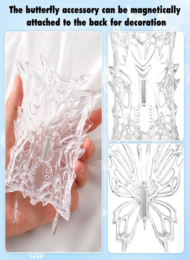 حامل بطاقات صور بلاستيكي من قطعتين من Humyoun، مزود بمغناطيس ثلاثي الأبعاد على شكل فراشة، شفاف، مناسب لبطاقات الهوية وبطاقات الطلاب. - Image 3